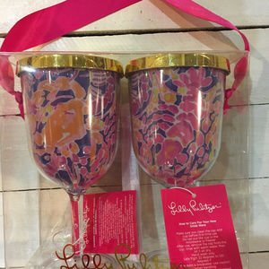 NIP Lilly Pulitzer Set Of 2 Acrylic Wine Glasses